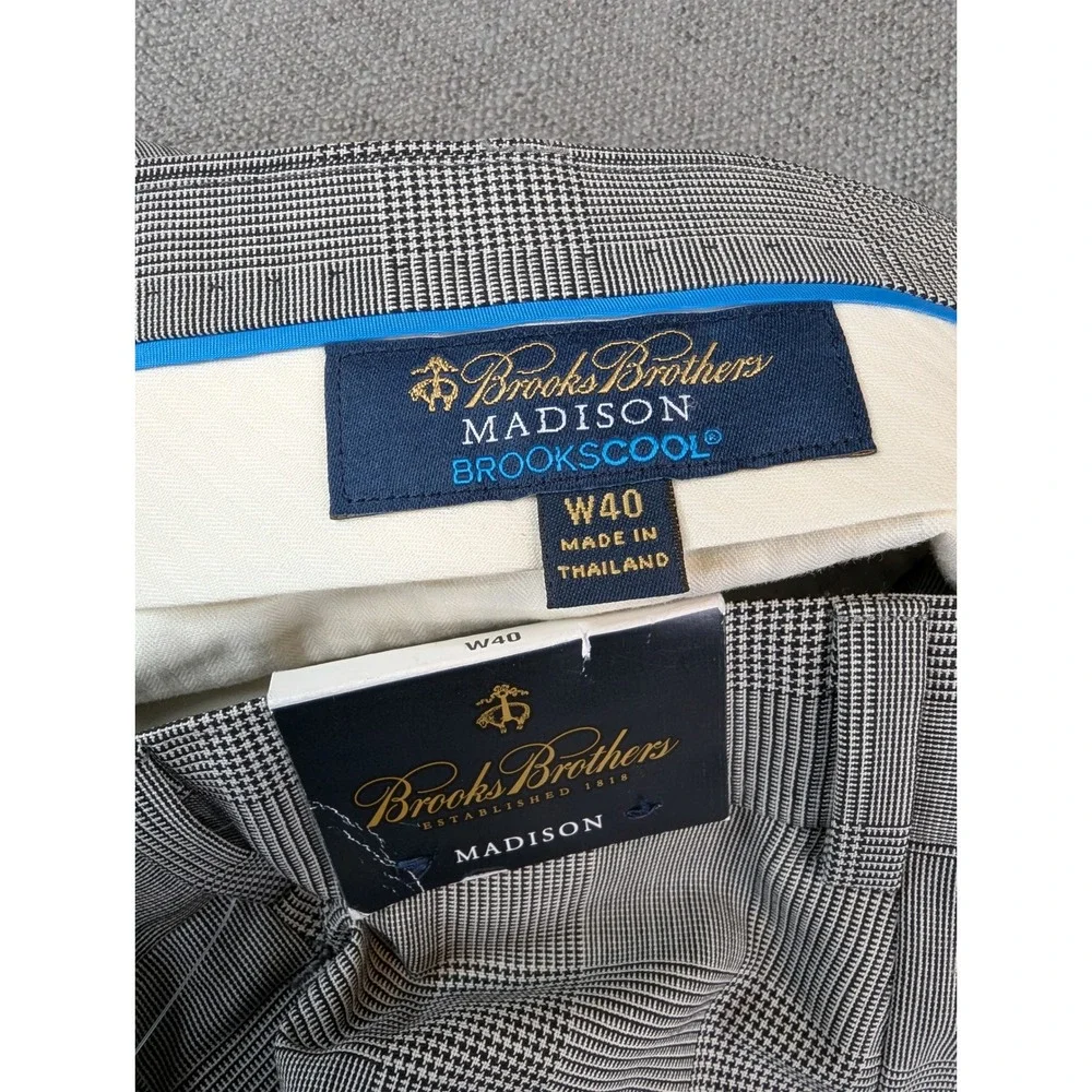 Brooks Brothers Pants Mens 40x34 Glen Plaid Madison Trousers Brookscool Wool NWT
